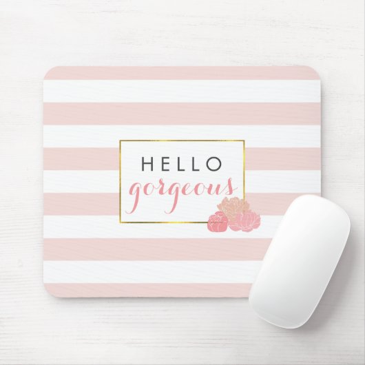 Hallo Schöne Mousepad Rosa Streifen und Blush Peon (Mit Mouse)