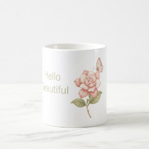 Hallo Schöne Rosa-Rosa-Schmetterling Kaffeetasse