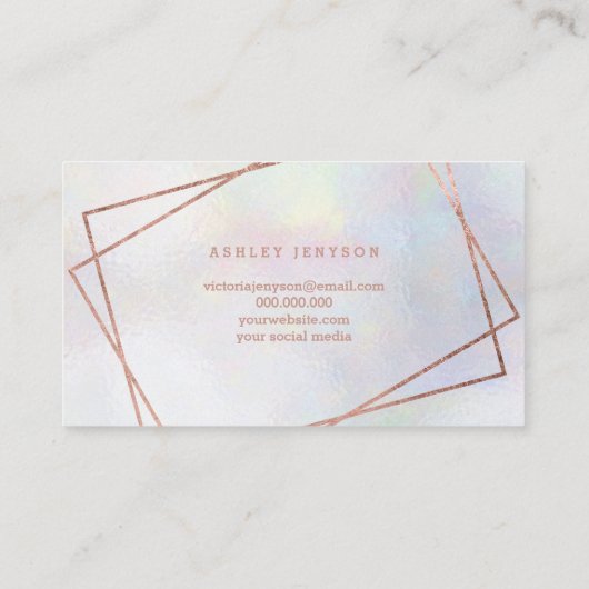 Hallo schöne Rose Gold Drehbuch geometrische Perle Visitenkarte (Rückseite)