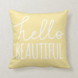 Hallo schöne Typografie-wunderliches Girly Gelb Kissen