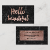 Hallo schöner Imitat-Rosengoldskriptschwarzmarmor Visitenkarte (Vorne/Hinten)