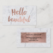 Hallo schöner Imitat-Rosengoldtypographiemarmor 2 Visitenkarte (Vorne/Hinten)
