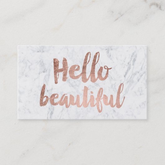 Hallo schöner Imitat-Rosengoldtypographiemarmor 2 Visitenkarte (Vorderseite)