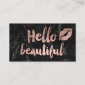 Hallo schöner LippenRosengoldskriptschwarzmarmor Visitenkarte (Vorderseite)