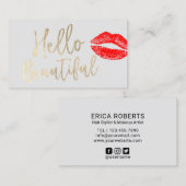 Hallo schöner Maskenbildner-rotes Kuss-Goldskript Visitenkarte (Vorne/Hinten)