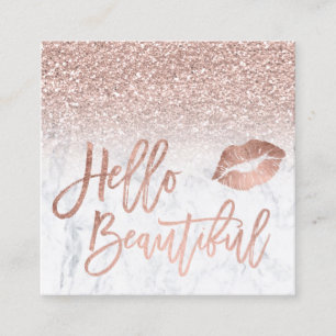 Hallo schöner RosengoldGlitter ombre Marmor Quadratische Visitenkarte
