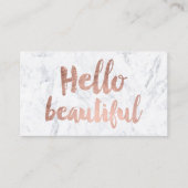 Hallo schöner Rosengoldtypographie-Weißmarmor Visitenkarte (Vorderseite)