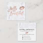 Hallo schöner Typografie-Rosengoldkußmarmor Quadratische Visitenkarte (Vorne/Hinten)