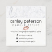 Hallo schöner Typografie-Rosengoldkußmarmor Quadratische Visitenkarte (Rückseite)