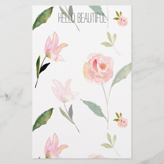 Hallo schönes Aquarell mit Blumen Briefpapier (Vorderseite)