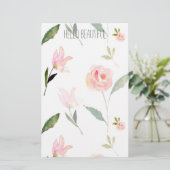 Hallo schönes Aquarell mit Blumen Briefpapier (Stehend Vorderseite)