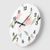 Hallo schönes Aquarell mit Blumen Große Wanduhr (Winkel)