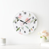Hallo schönes Aquarell mit Blumen Große Wanduhr (Zuhause)