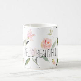 Hallo schönes Aquarell mit Blumen Kaffeetasse
