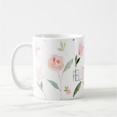 Hallo schönes Aquarell mit Blumen Kaffeetasse (Links)