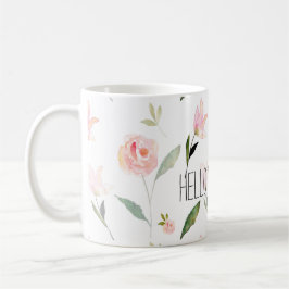 Hallo schönes Aquarell mit Blumen Kaffeetasse