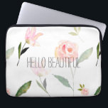 Hallo schönes Aquarell mit Blumen Laptopschutzhülle<br><div class="desc">Hallo schöner Watercolor Blumenchicrosa-Garten-Rosen</div>