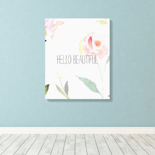 Hallo schönes Aquarell mit Blumen Leinwanddruck (Insitu (Holzboden))