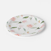 Hallo schönes Aquarell mit Blumen Pappteller (Schrägansicht)