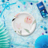 Hallo schönes Aquarell mit Blumen Pappteller (Party)