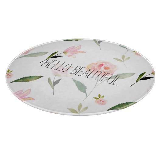 Hallo schönes Aquarell mit Blumen Schneidebrett (Ecke)