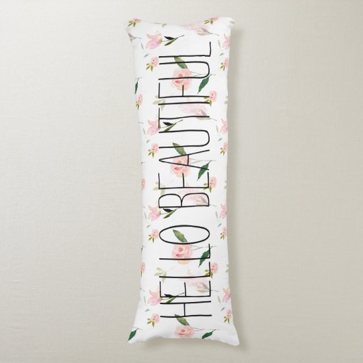 Hallo schönes Aquarell mit Blumen Seitenschläferkissen (Vorderseite Vertikal)