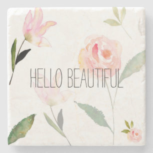 Hallo schönes Aquarell mit Blumen Steinuntersetzer