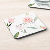 Hallo schönes Aquarell mit Blumen Untersetzer (Linke Seite)