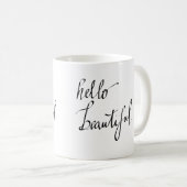 Hallo schönes einfaches Typografie-Skript Kaffeetasse (VorderseiteRechts)