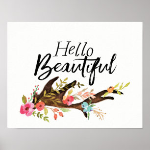 Hallo schönes Geweih und Blumen Poster