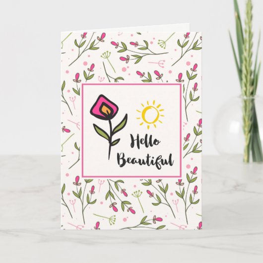 Hallo schönes hübsches Wildlflowers und Sun Karte (Vorderseite)