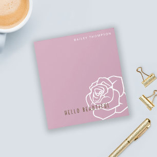 Hallo Schönheit - Moderne Chic Rosafarbene Rose Notizblock