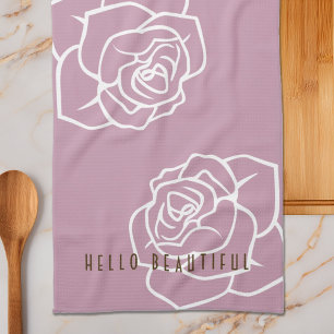 Hallo Schönheit - Moderne Chic rosafarbene Rosen Geschirrtuch