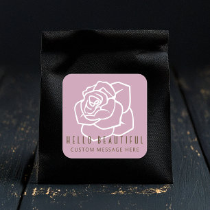 Hallo Schönheit - Moderne Retro-Rose in Rosa Quadratischer Aufkleber
