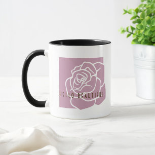 Hallo Schönheit - Moderne rosa Rosen-Kaffeetasse Tasse