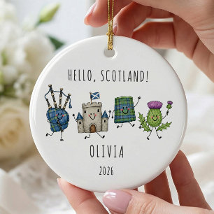 Hallo Schottland Personalisiertes Reise-Andenken Keramik Ornament