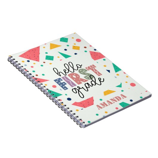 Hallo Schule Grade farbenfrohe geometrische indivi Notizblock (Rechte Seite)