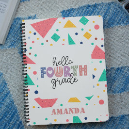 Hallo Schule Grade farbenfrohe geometrische indivi Notizblock