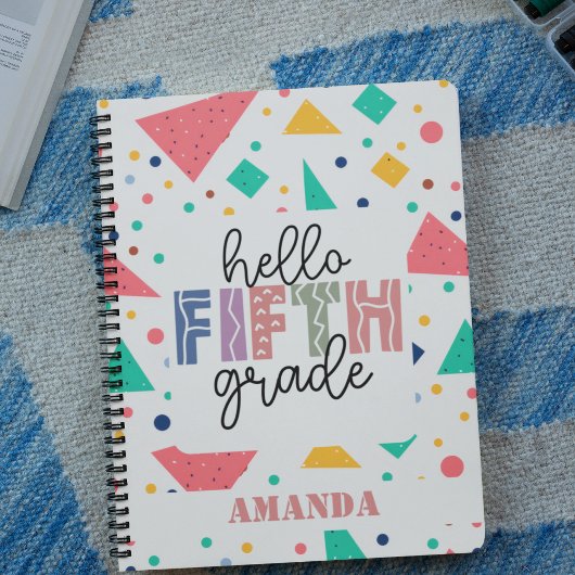 Hallo Schule Grade farbenfrohe geometrische indivi Notizblock