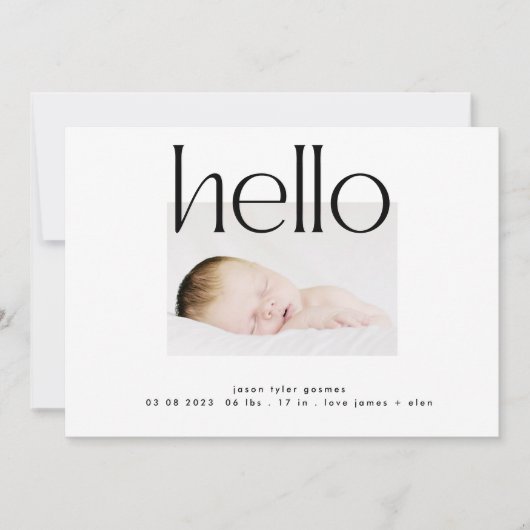 hallo | Schwarz fett, modern, einfach, Text gebär Ankündigung (Vorderseite)