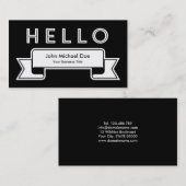 Hallo ! Schwarz/Weiß Minimalistisch Visitenkarte (Vorne/Hinten)