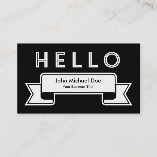 Hallo ! Schwarz/Weiß Minimalistisch Visitenkarte (Vorderseite)