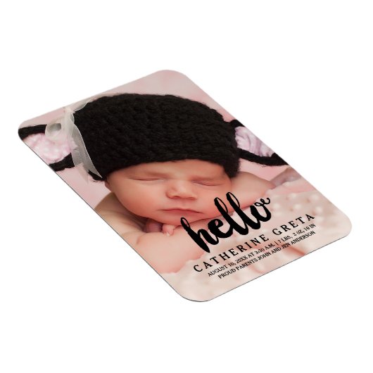 Hallo-Script | Baby Birth Announcement Magnet (Rechte Seite)