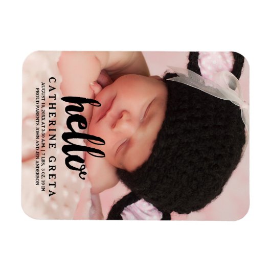 Hallo-Script | Baby Birth Announcement Magnet (Horizontal)