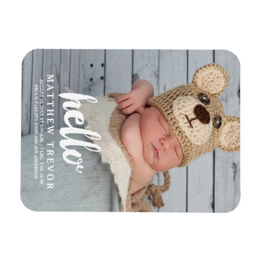 Hallo-Script | Baby Birth Announcement Magnet (Horizontal)