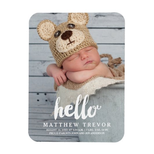 Hallo-Script | Baby Birth Announcement Magnet (Vertikal)