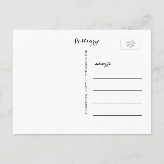 Hallo-Script | Baby Birth Announction Postcard Ankündigungspostkarte (Rückseite)