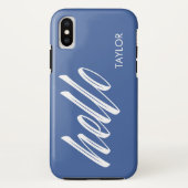 Hallo Script mit Individuelle Name Blue Case-Mate iPhone Hülle (Rückseite)