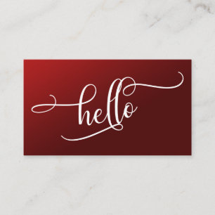 Hallo Script Typography Über Tiefroter Ombre Visitenkarte
