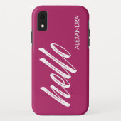 Hallo Script und Ihr Name auf Magenta Case-Mate iPhone Hülle (Rückseite)